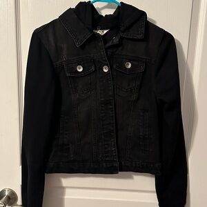 Black Denim Jacket with Hood